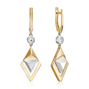 Серьги с английским замком из комбинированного золота с натуральным топазом white 02-5041-00-201-1121