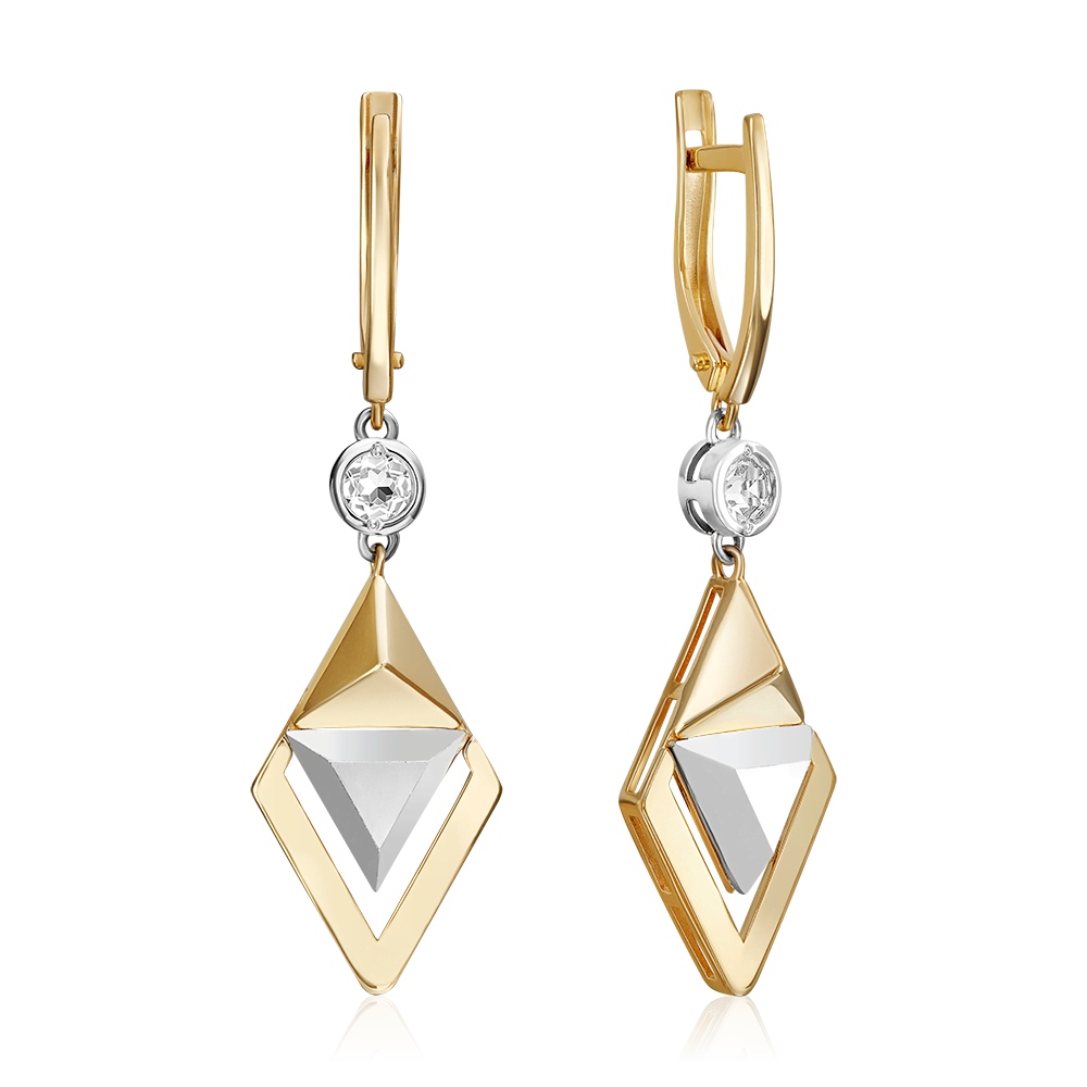 Серьги с английским замком из комбинированного золота с натуральным топазом white 02-5041-00-201-1121