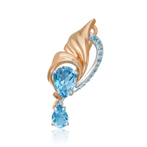 Брошь «Стихия Воды» из комбинированного золота с топазами 04-0286-00-201-1111