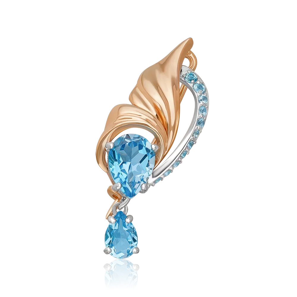 Брошь «Стихия Воды» из комбинированного золота с топазами 04-0286-00-201-1111