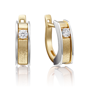 Серьги с английским замком из комбинированного золота с бриллиантом 02-4119-00-101-1121-30