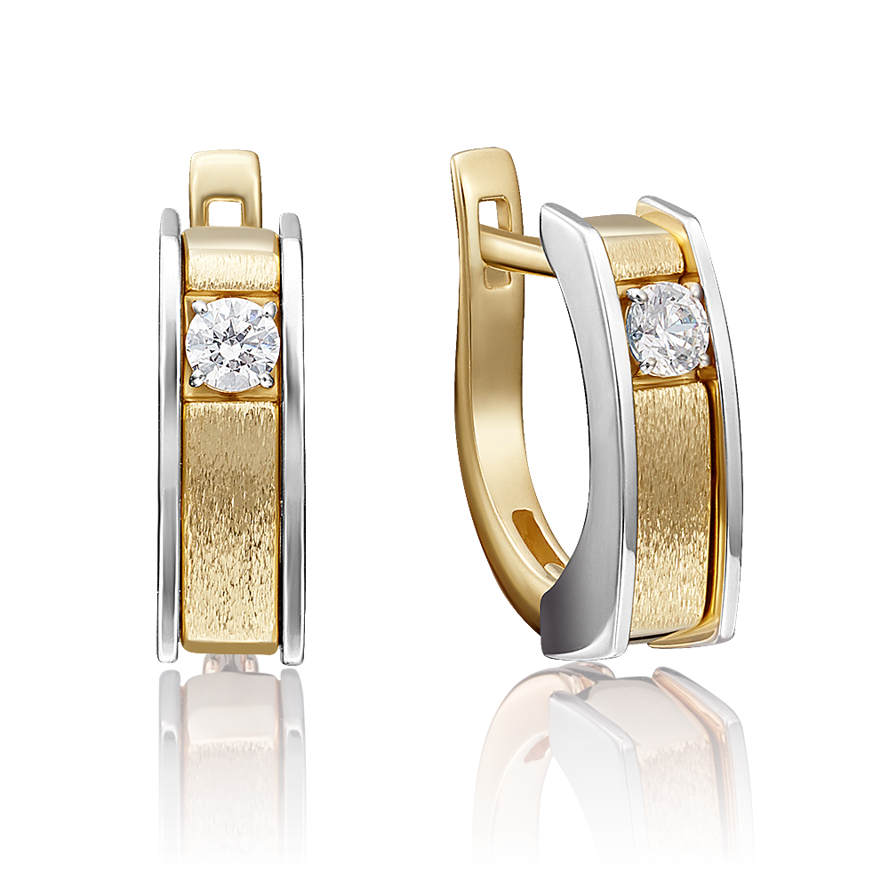 Серьги с английским замком из комбинированного золота с бриллиантом 02-4119-00-101-1121-30