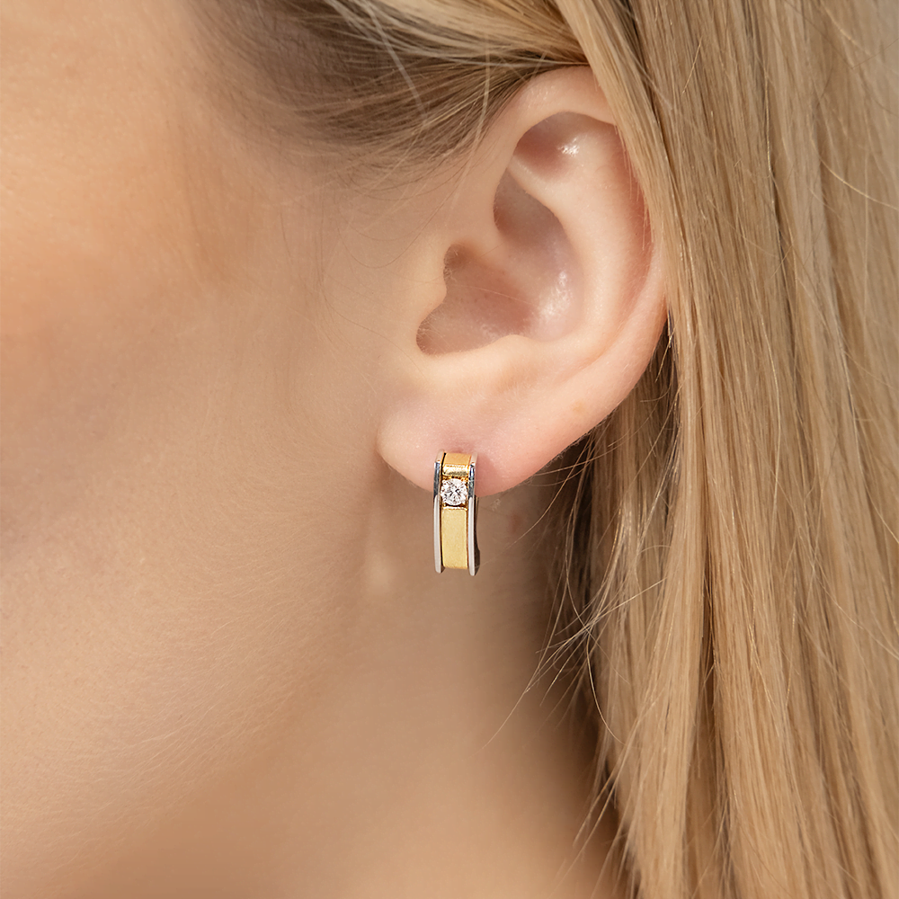 Серьги с английским замком из комбинированного золота с бриллиантом 02-4119-00-101-1121-30