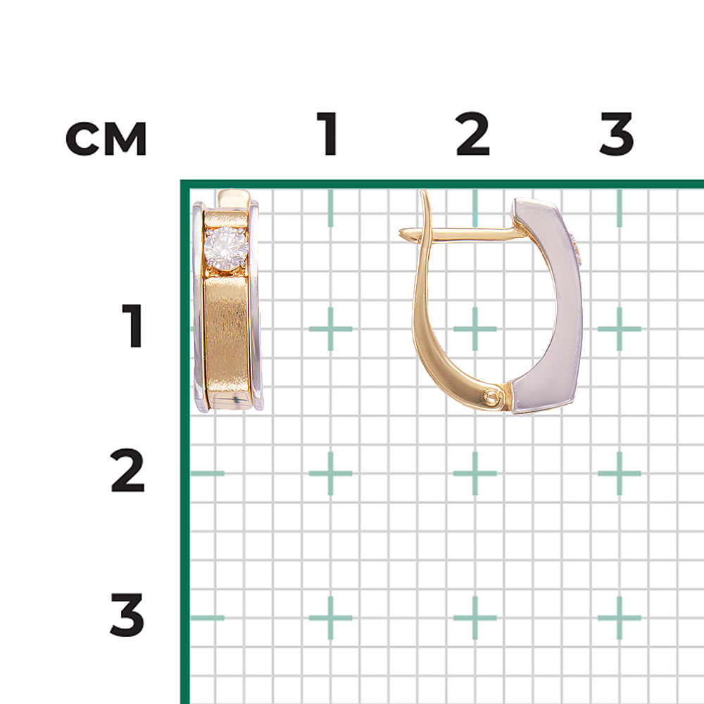 Серьги с английским замком из комбинированного золота с бриллиантом 02-4119-00-101-1121-30