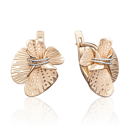 Серьги с английским замком из комбинированного золота 02-3998-00-000-1111-65