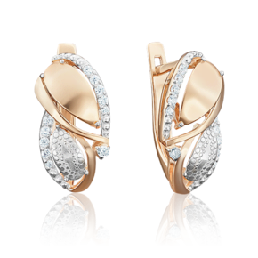 Серьги с английским замком из комбинированного золота с фианитами 02-4001-00-401-1111-65