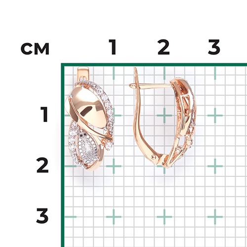 Серьги с английским замком из комбинированного золота с фианитами 02-4001-00-401-1111-65