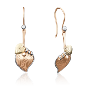 Серьги «Листья липы» с французским замком из комбинированного золота 02-4002-00-000-1113-65