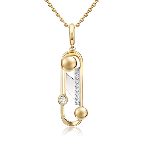 Подвеска «Стильная фантазия» из комбинированного золота с натуральными топазами white 03-3288-00-201-1121