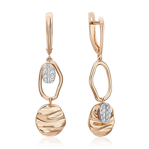 Серьги с английским замком из комбинированного золота с натуральными топазами white 02-4928-00-201-1111