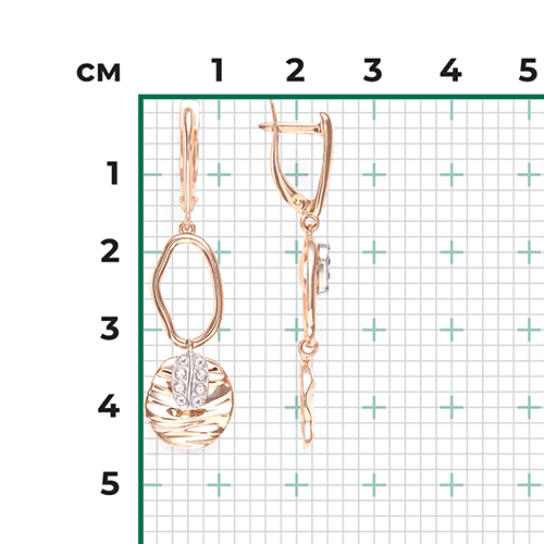 Серьги с английским замком из комбинированного золота с натуральными топазами white 02-4928-00-201-1111