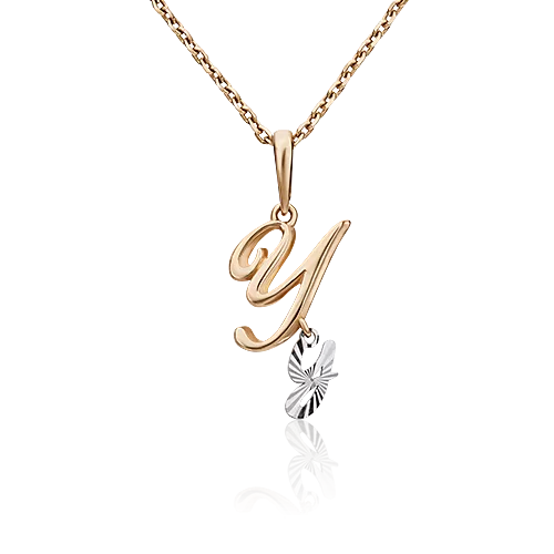 Подвеска «Буква У» из комбинированного золота 03-2950-У-000-1111