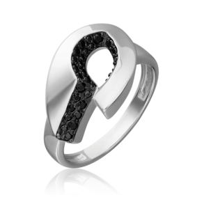 Кольцо из серебра с чёрными фианитами 01-5643-00-402-0200