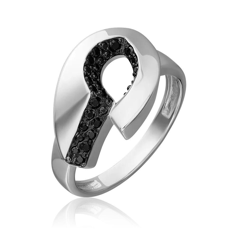 Кольцо из серебра с чёрными фианитами 01-5643-00-402-0200