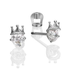 Серьги-пусеты «Короны» из белого золота с фианитом 02-4306-00-501-1120-38