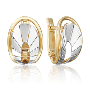 Серьги с английским замком из комбинированного золота 02-5372-00-000-1121