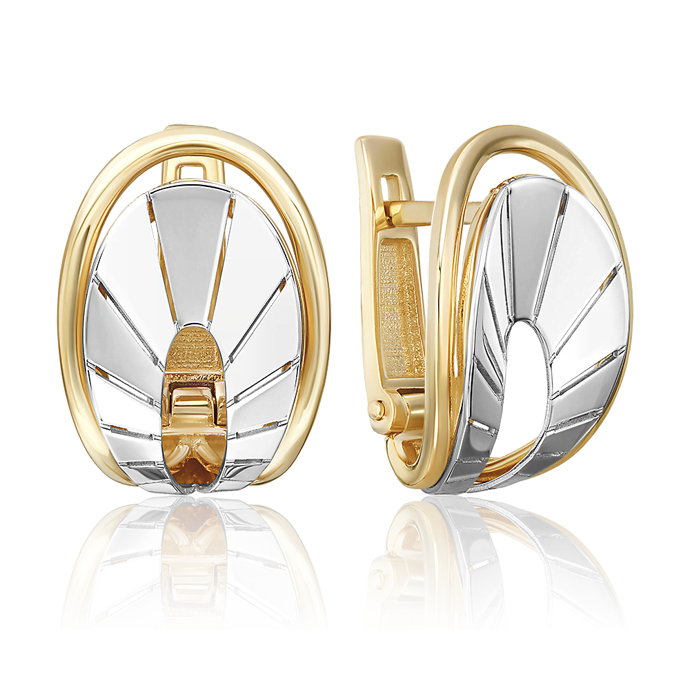 Серьги с английским замком из комбинированного золота 02-5372-00-000-1121