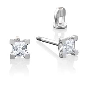 Серьги-пусеты из белого золота с бриллиантом