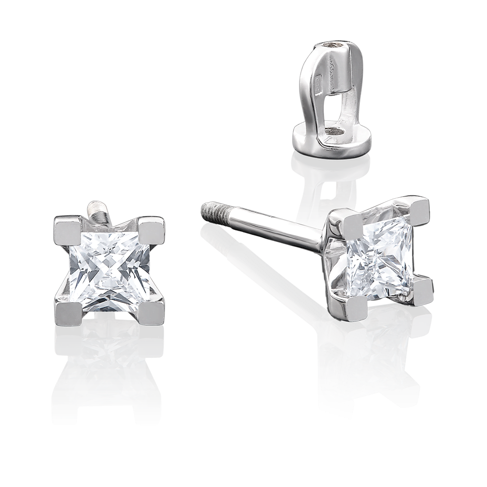 Серьги-пусеты из белого золота с бриллиантом 02-3821-00-101-1120-30