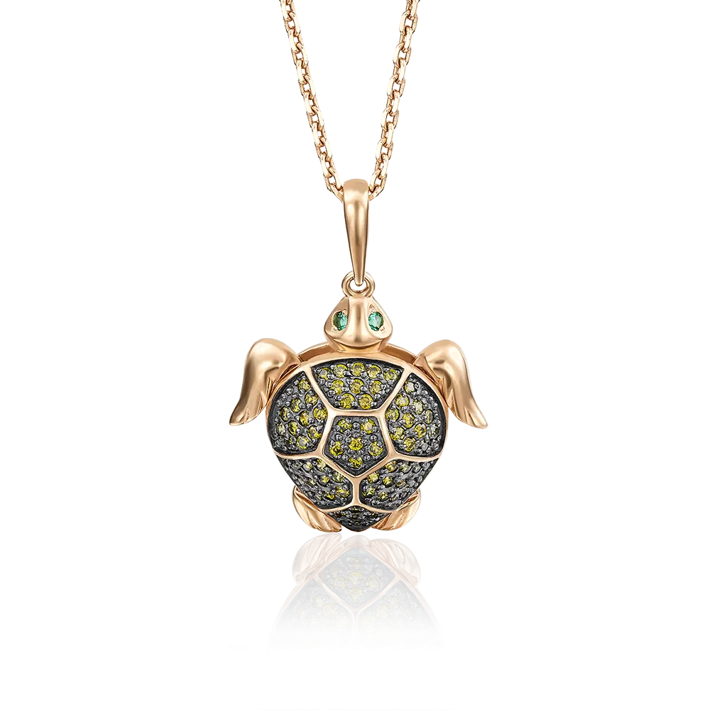 Подвеска «Черепаха» из красного золота с фианитами 03-2489-00-404-1110-33