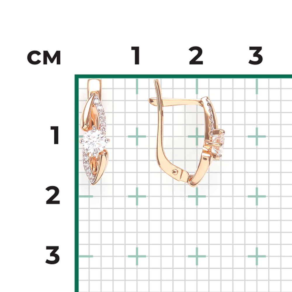 Серьги с английским замком из красного золота с бриллиантами 02-0961-00-101-1110-30