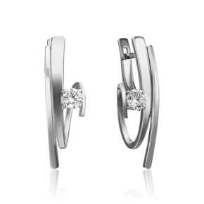 Серьги с английским замком из белого золота с фианитом 02-4336-00-401-1120