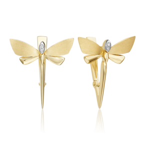 Серьги «Стрекозы. Ценность настоящего» с английским замком из комбинированного золота с бриллиантами 02-4810-00-101-1121