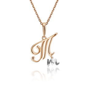 Подвеска «Буква Т» из комбинированного золота 03-2950-Т-000-1111