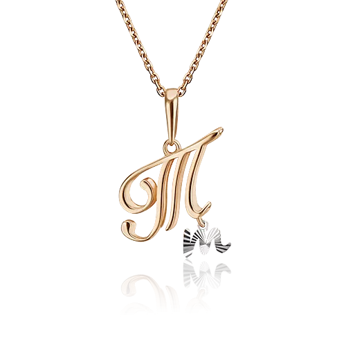 Подвеска «Буква Т» из комбинированного золота 03-2950-Т-000-1111