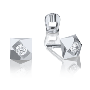 Серьги-пусеты из белого золота с бриллиантом