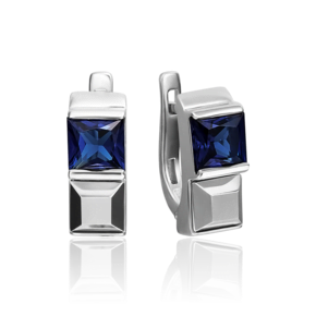 Серьги с английским замком из белого золота с сапфиром 02-4246-00-102-1120-30