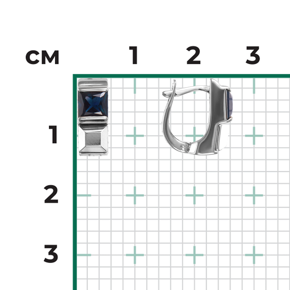 Серьги с английским замком из белого золота с сапфиром 02-4246-00-102-1120-30