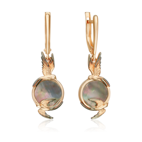 Серьги «Перед грозой» с английским замком из красного золота с перламутром 02-5460-00-746-1110