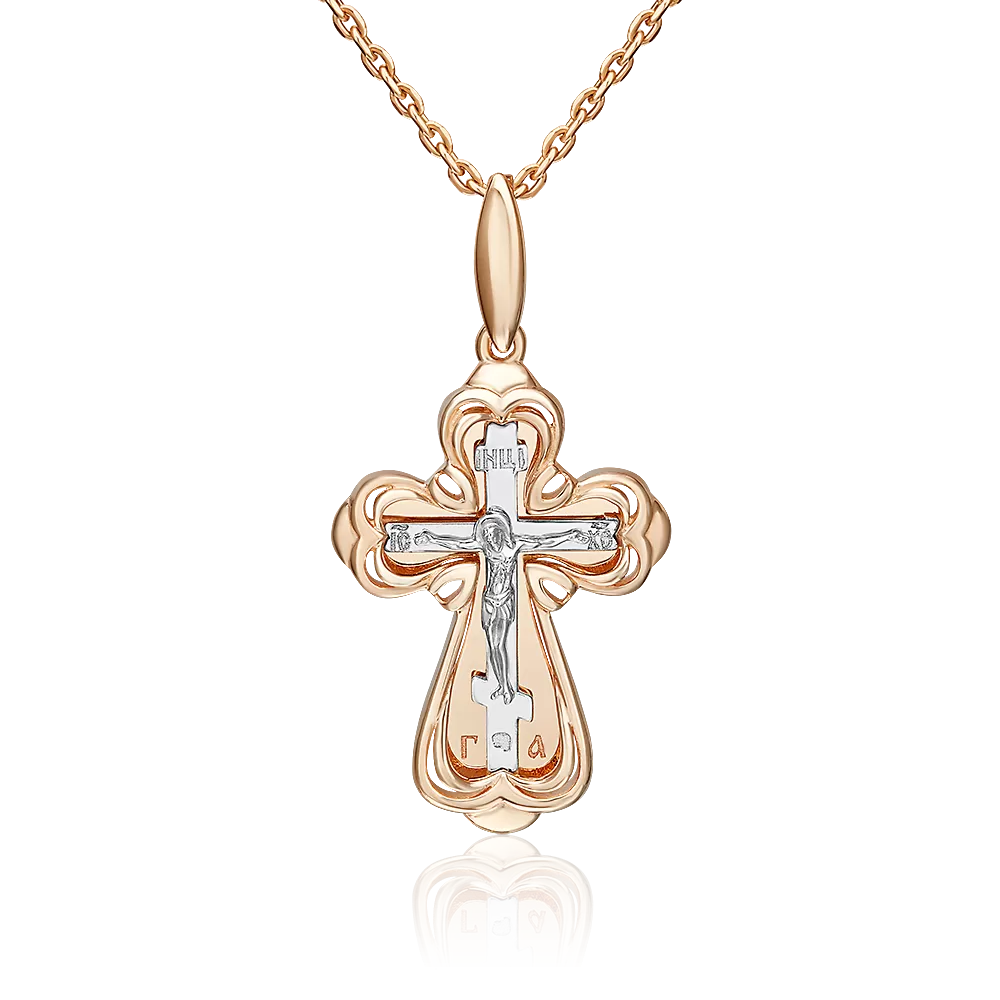 Православный крест из комбинированного золота 03-3561-00-000-1111