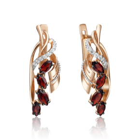 Серьги с английским замком из красного золота с гранатами и натуральными топазами white 02-4202-00-264-1110-57