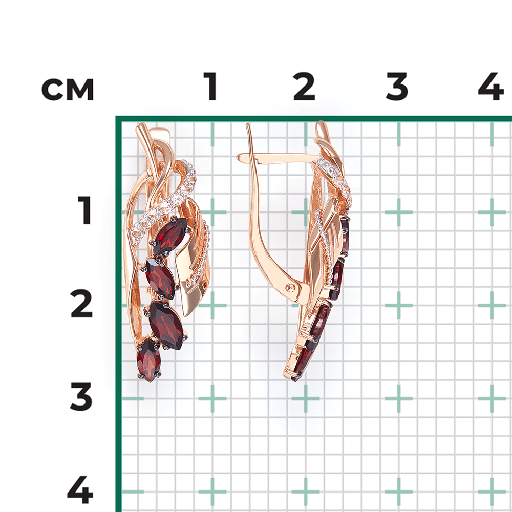 Серьги с английским замком из красного золота с гранатами и натуральными топазами white 02-4202-00-264-1110-57