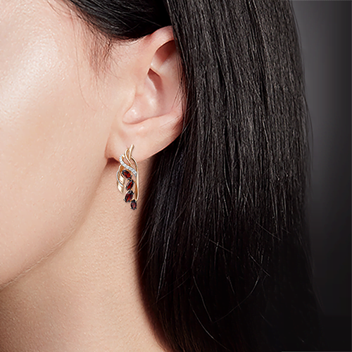 Серьги с английским замком из красного золота с гранатами и натуральными топазами white 02-4202-00-264-1110-57