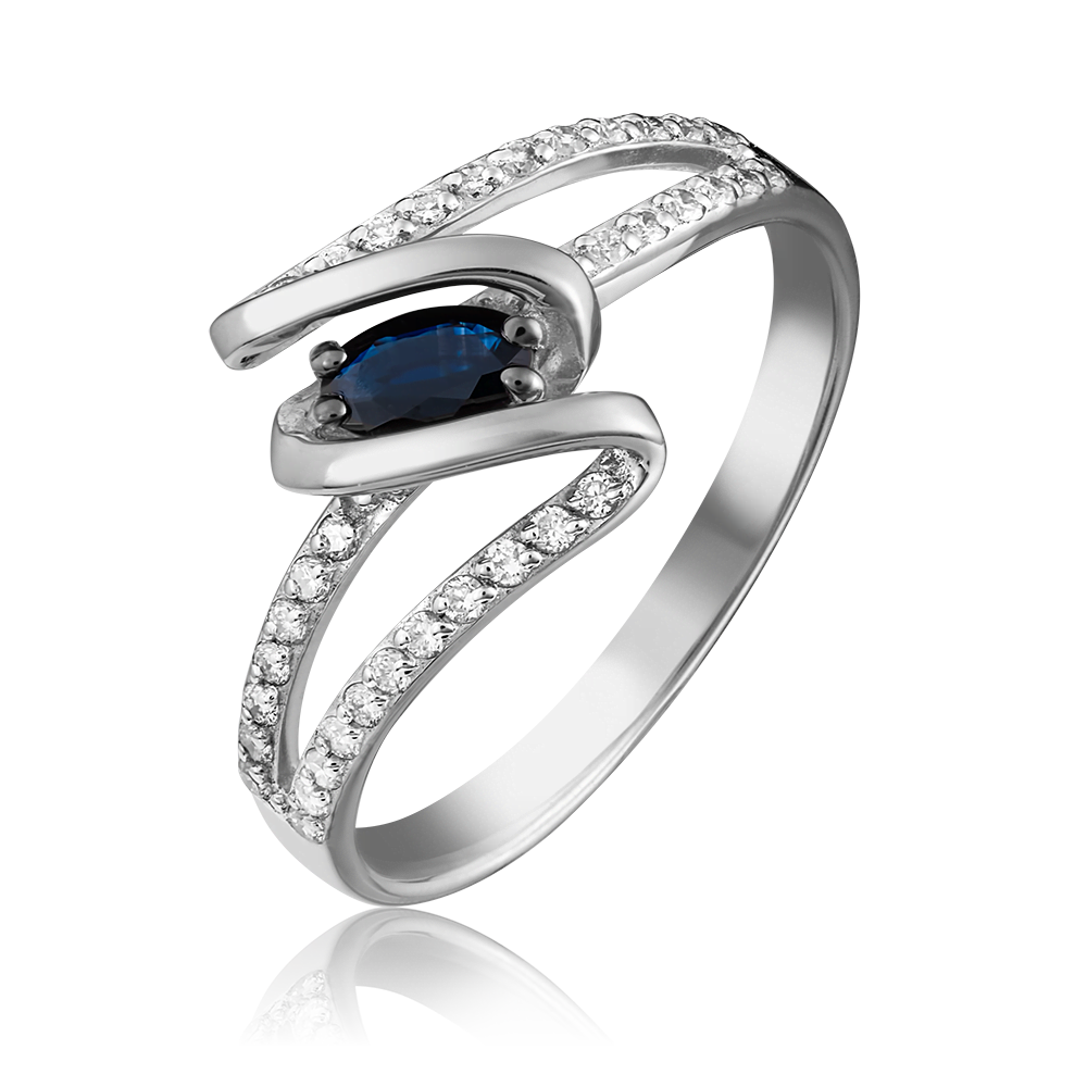 Кольцо из белого золота с сапфиром и бриллиантами 01-1609-00-105-1120-30