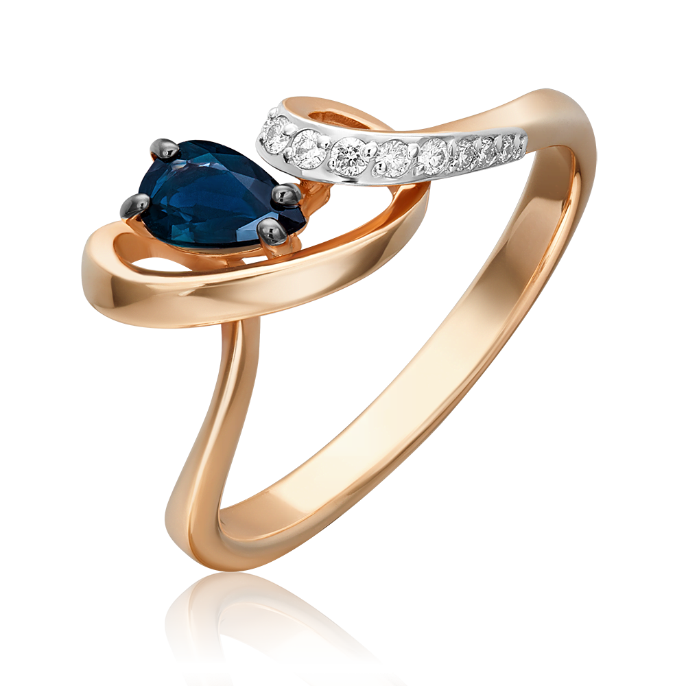 Кольцо из красного золота с сапфиром и бриллиантами 01-1607-00-105-1110-30