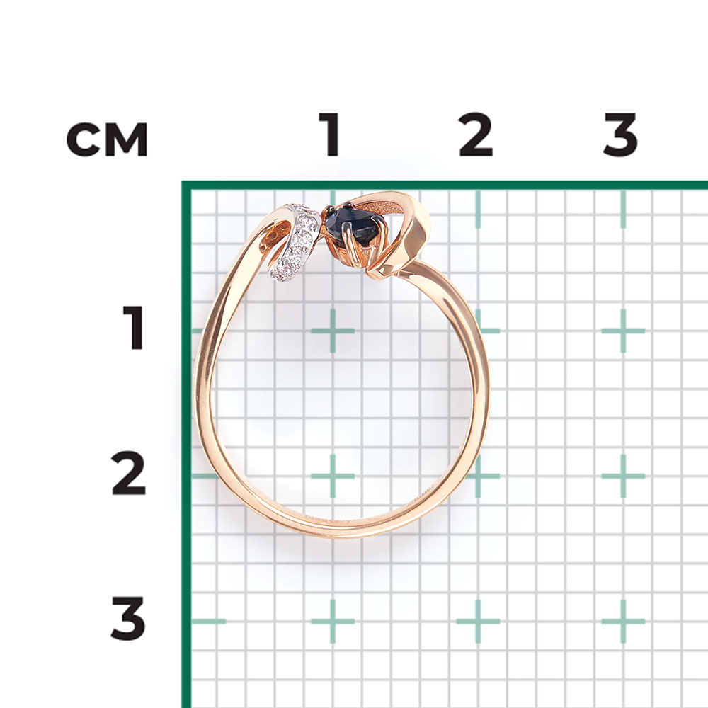 Кольцо из красного золота с сапфиром и бриллиантами 01-1607-00-105-1110-30