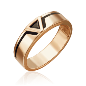 Кольцо из красного золота с фианитом и эмалью 01-4653-00-402-1110-25