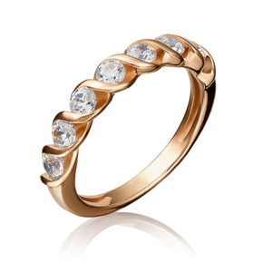 Кольцо из красного золота с фианитами 01-4654-00-501-1110-38