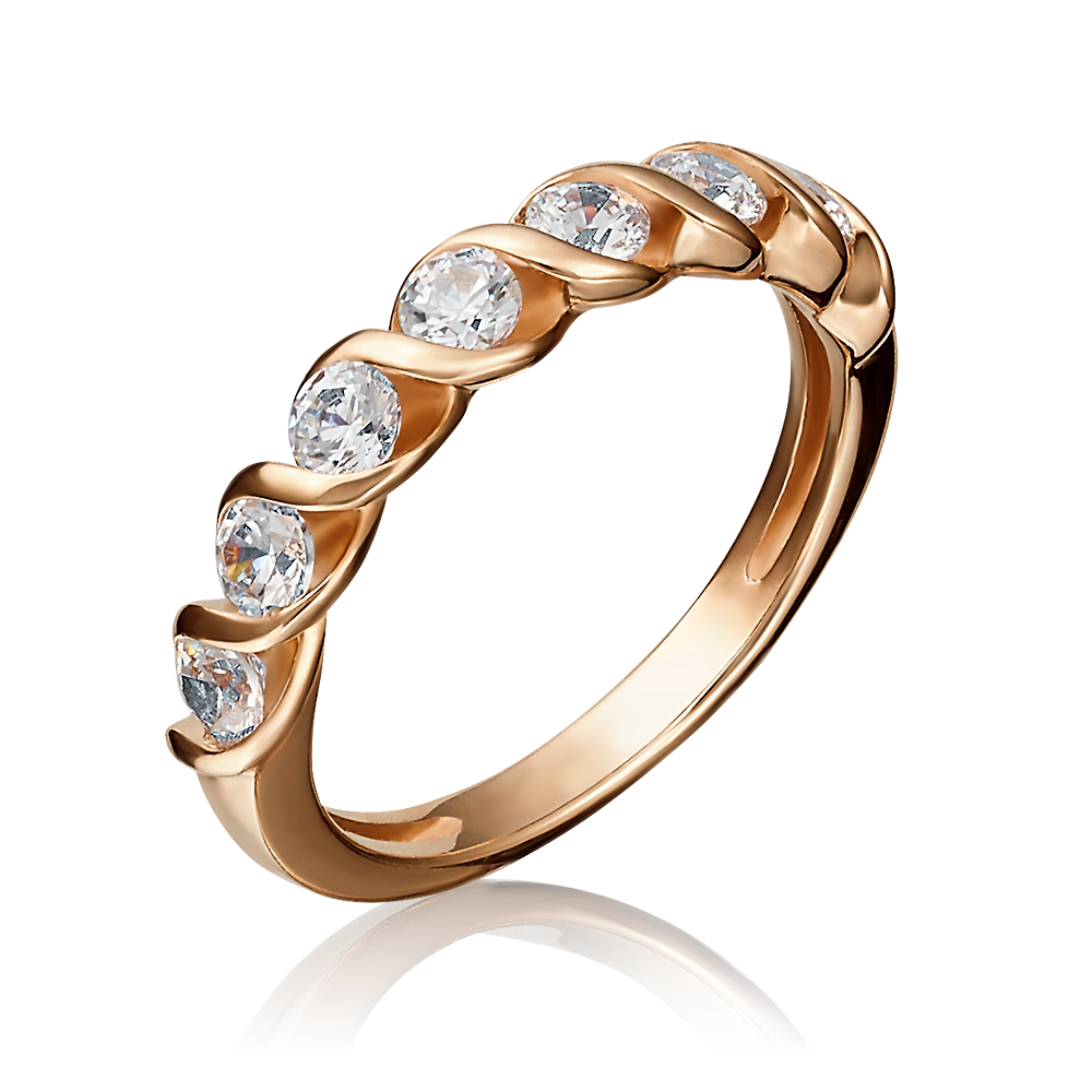 Кольцо из красного золота с фианитами 01-4654-00-501-1110-38