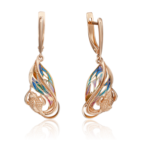 Серьги «Рыбки» с английским замком из комбинированного золота с эмалью 02-4226-00-000-1113-48