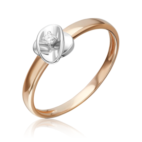 Кольцо из комбинированного золота с бриллиантом 01-5808-00-101-1111