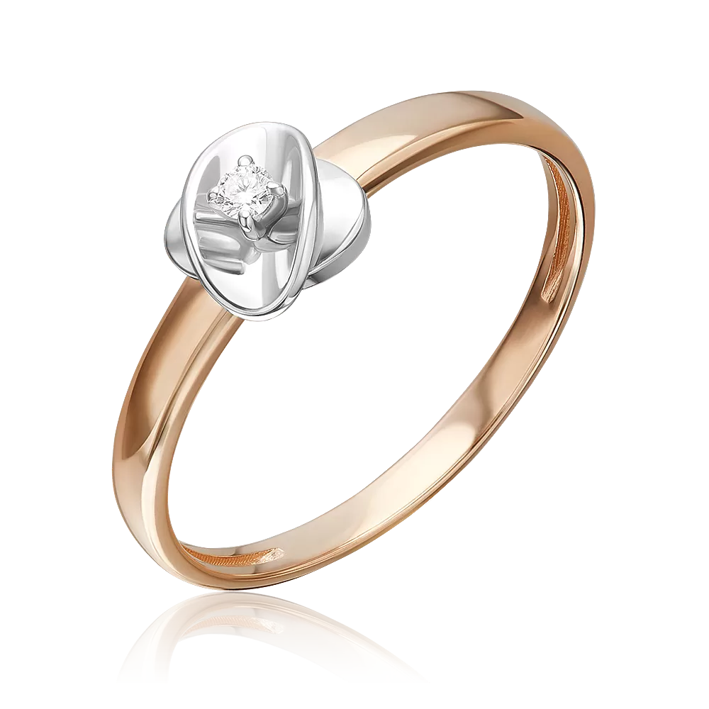 Кольцо из комбинированного золота с бриллиантом 01-5808-00-101-1111