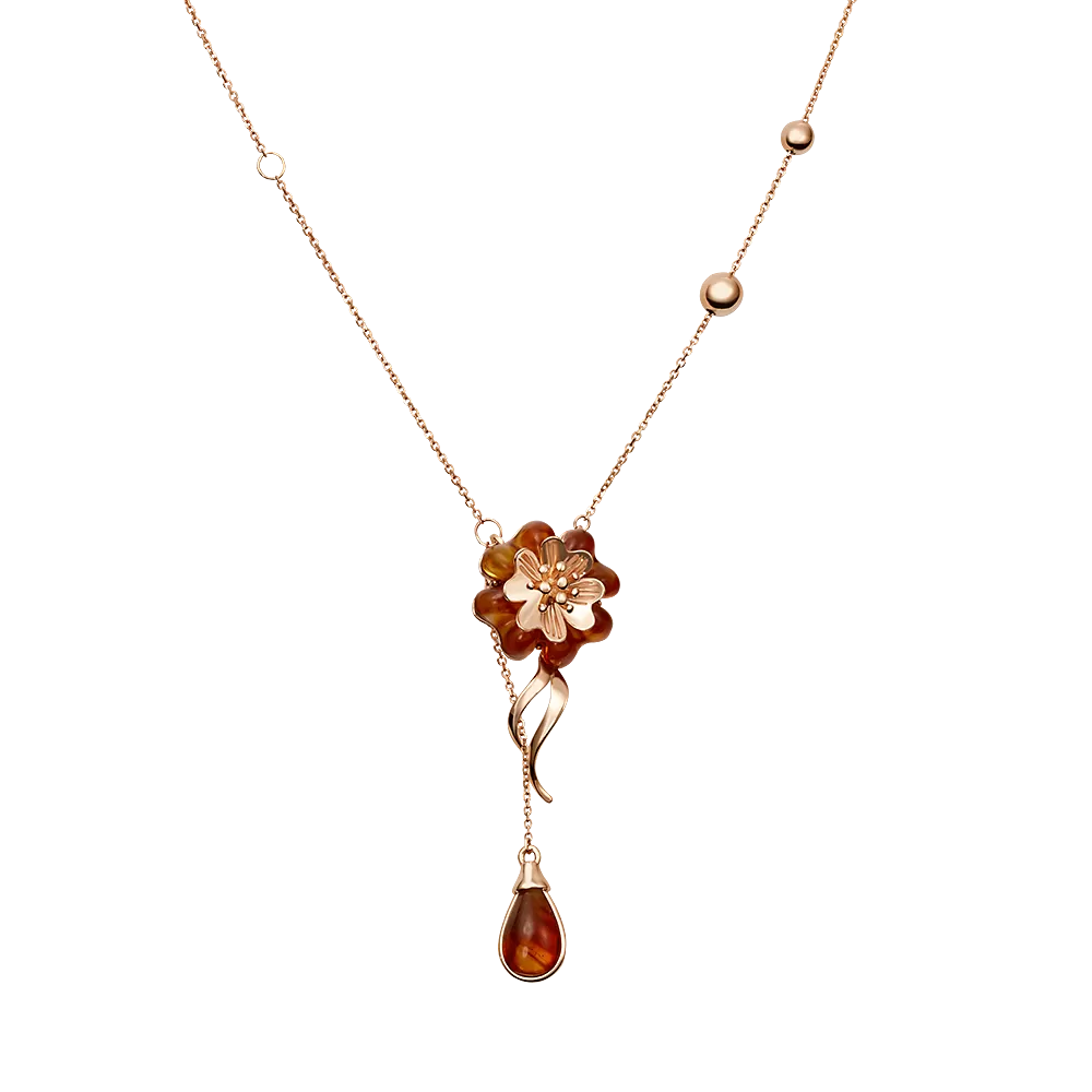 Колье из красного золота с янтарём 07-0220-00-271-1110-46