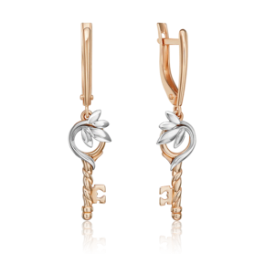 Серьги «Секрет мудрости» с английским замком из комбинированного золота 02-5323-00-000-1111