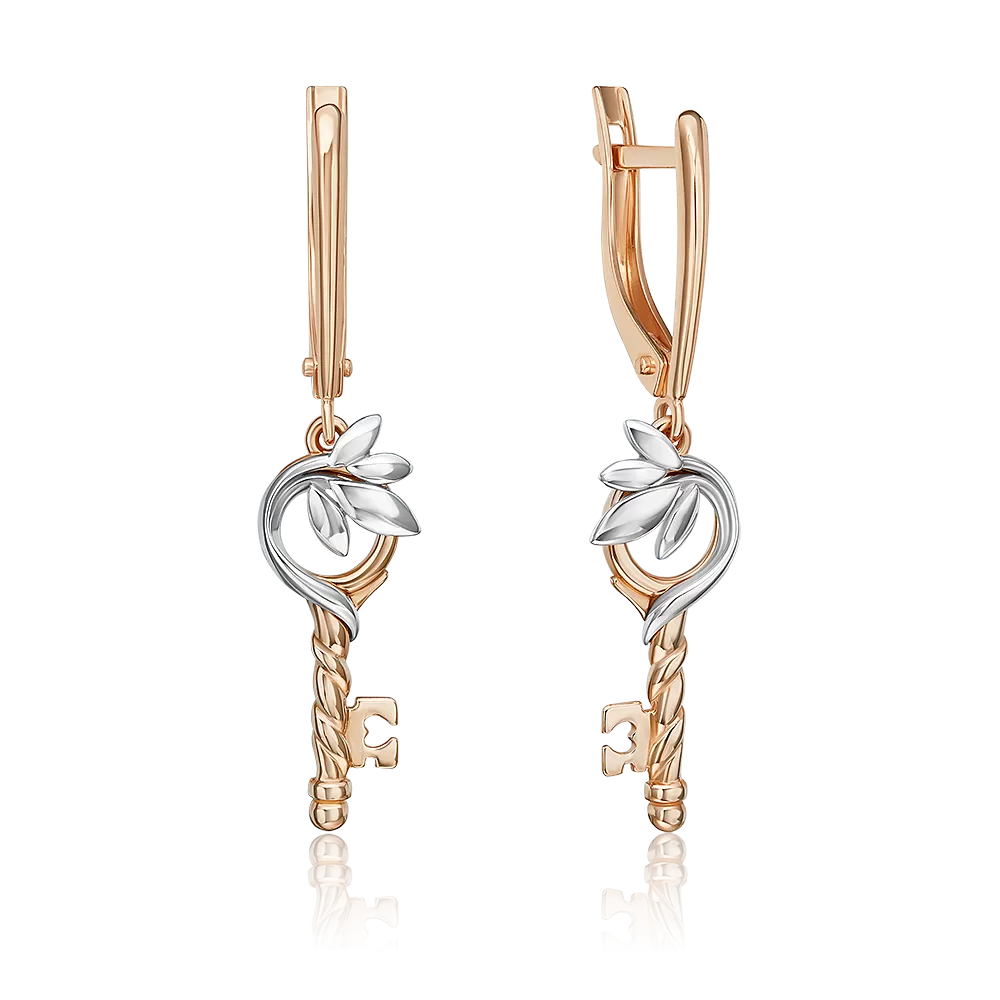 Серьги «Секрет мудрости» с английским замком из комбинированного золота 02-5323-00-000-1111