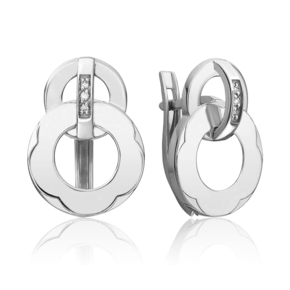 Серьги с английским замком из белого золота с бриллиантами 02-5002-00-101-1120